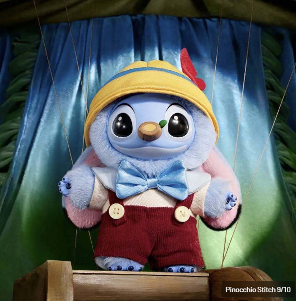 Pop Mart x Disney Stitch Adventure Pinocchio Plush Bag Charm, New